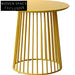 Modern Round Metal Wire Side Table, Wood Top Accent Table