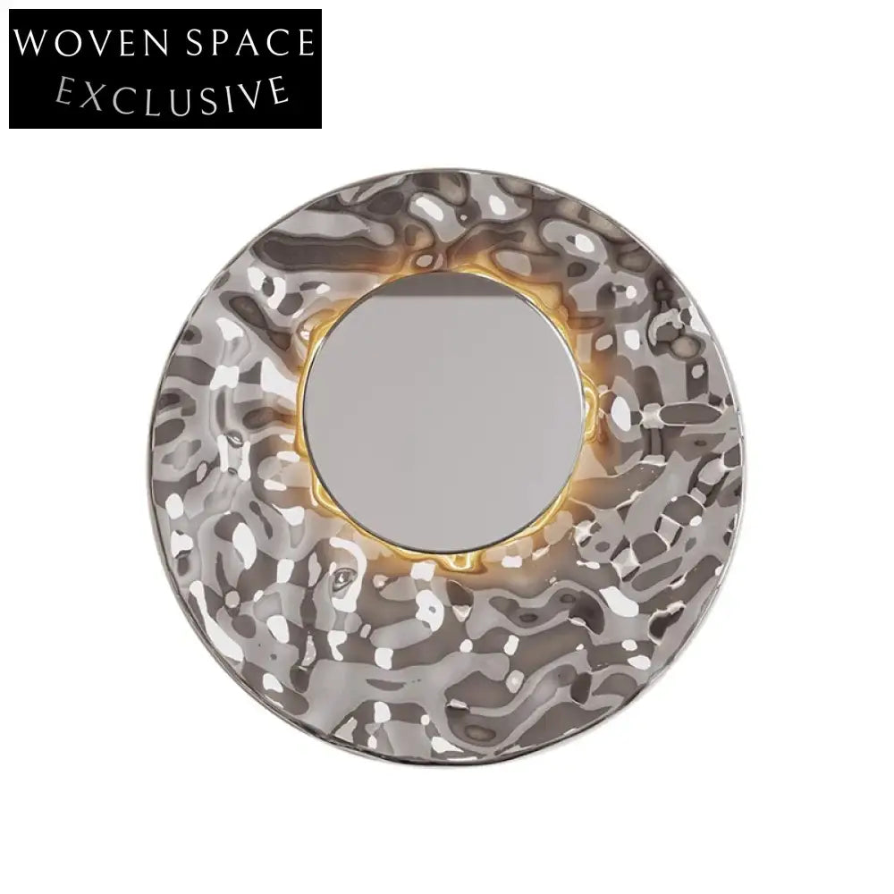 Modern Round Mosaic Mirror Stainless Steel Wall Art Decor for Home