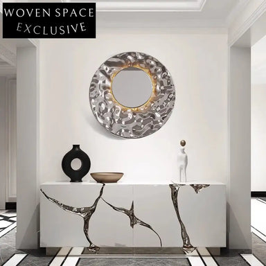 Modern Round Mosaic Mirror Stainless Steel Wall Art Decor for Home