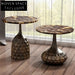 Modern Round Natural Marble Coffee Table with Metal Base for Living Room