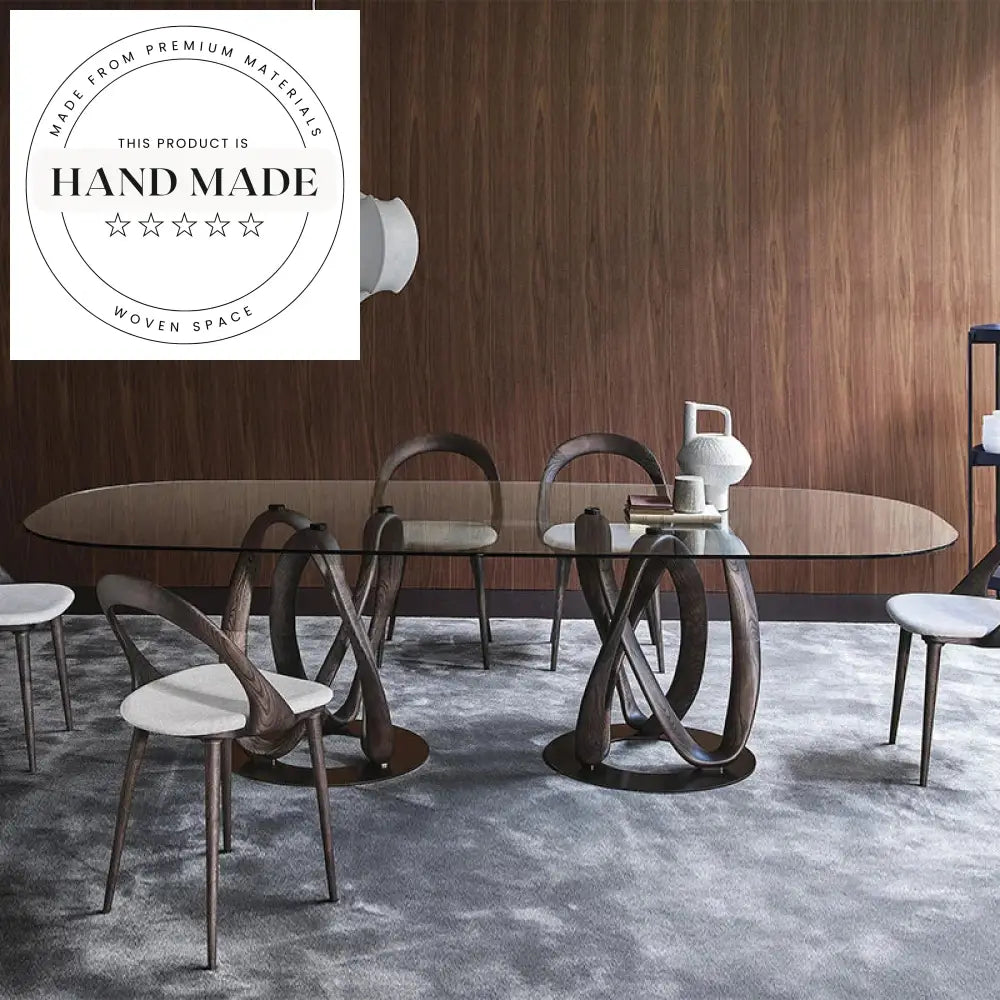 Modern Round Natural Marble Top Solid Wood Base Dining Table