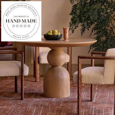 Modern Round Natural Oak Solid Wood 8 Seater Kitchen Dining Table