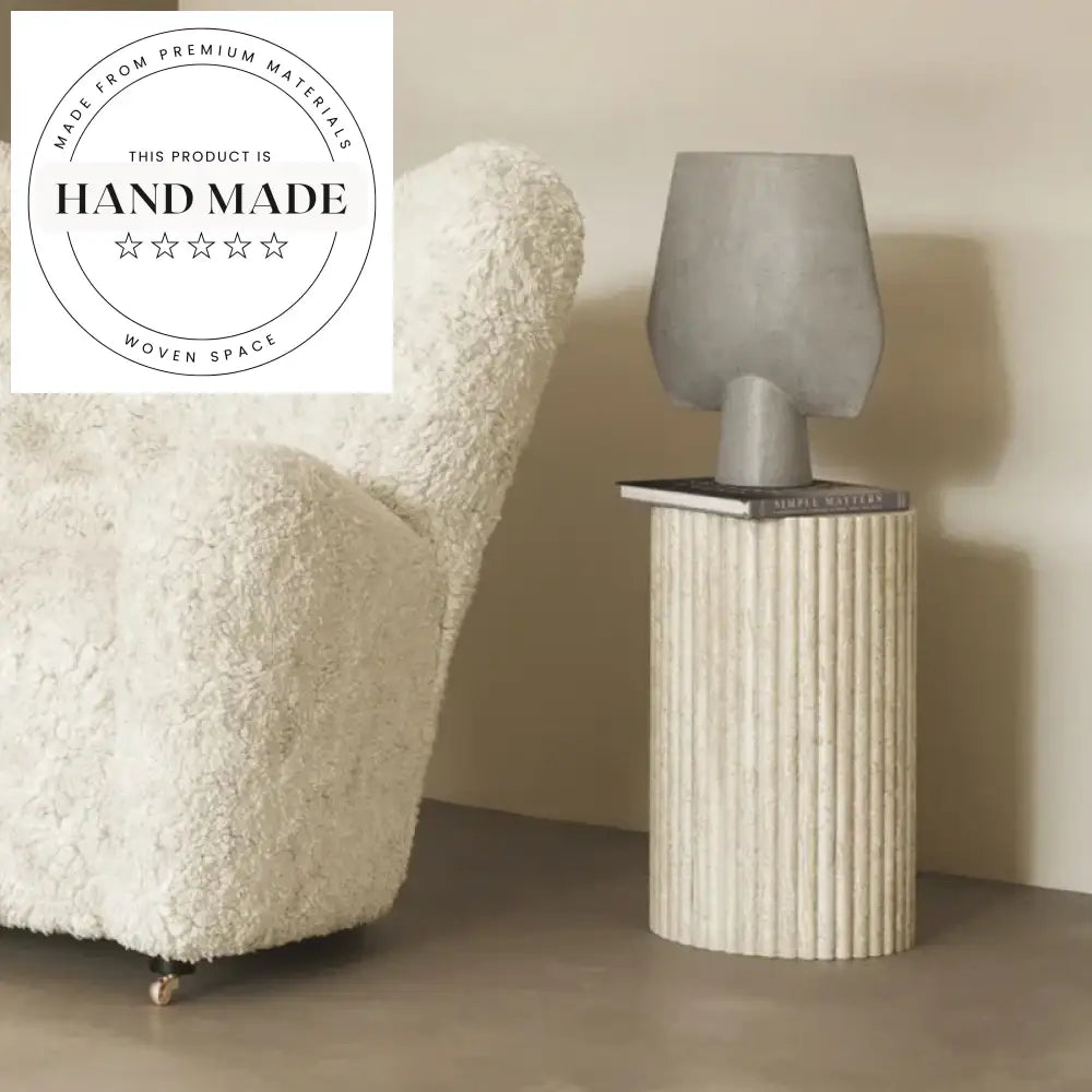 Modern Round Natural Travertine Stone Interior Decor Side Table