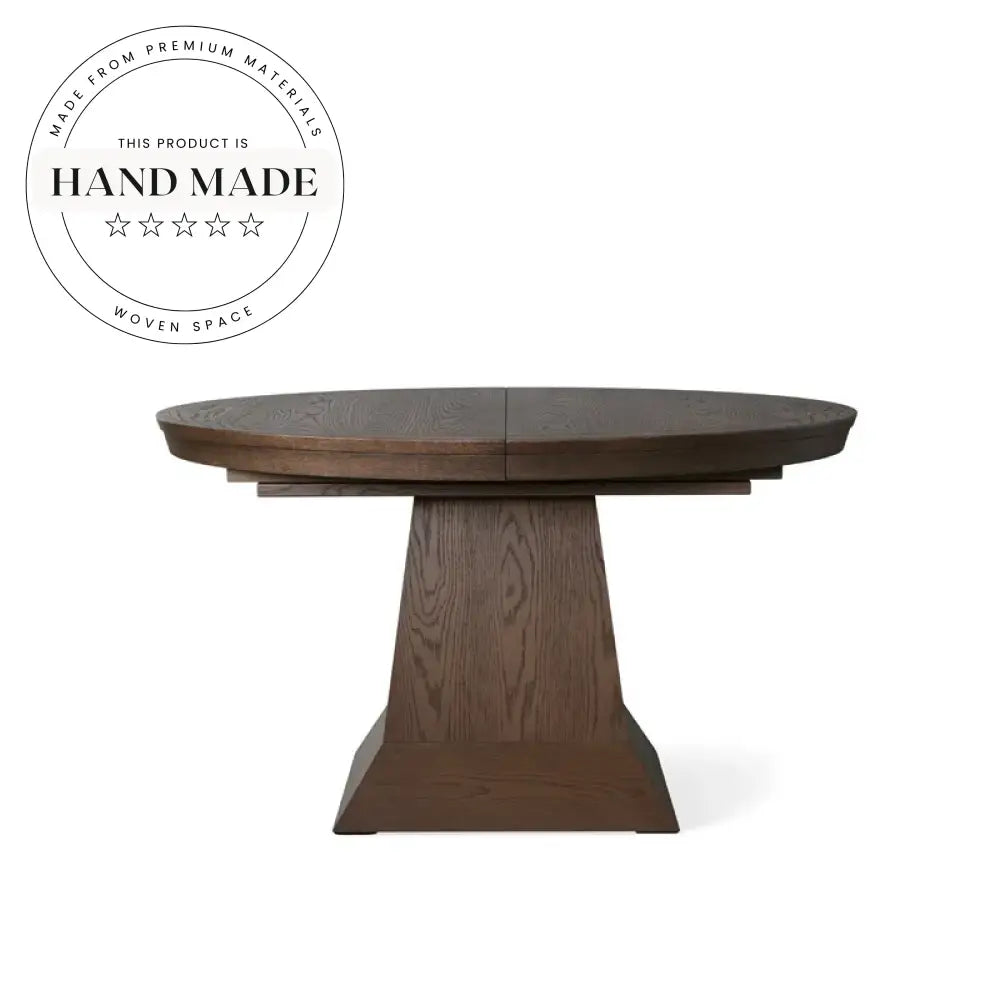 Modern Round Oak Expandable 8 to 10 Seat Dining Table