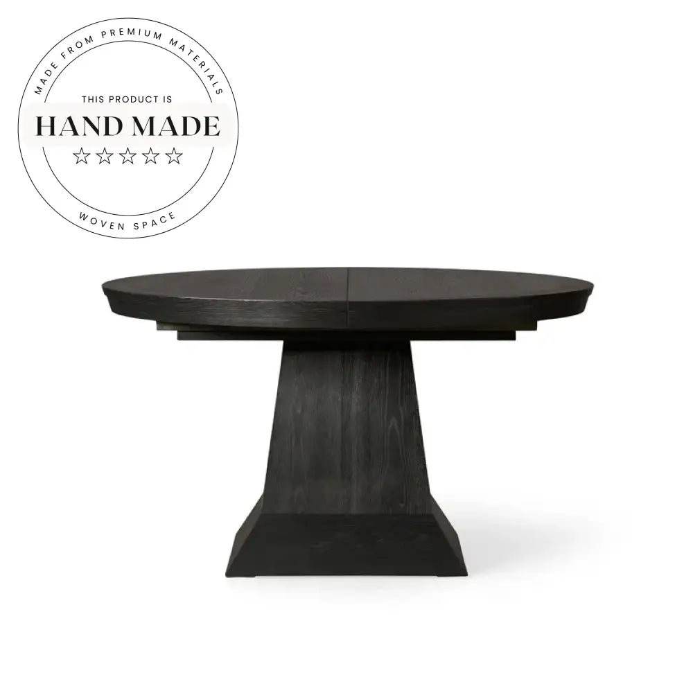 Modern Round Oak Expandable 8 to 10 Seat Dining Table