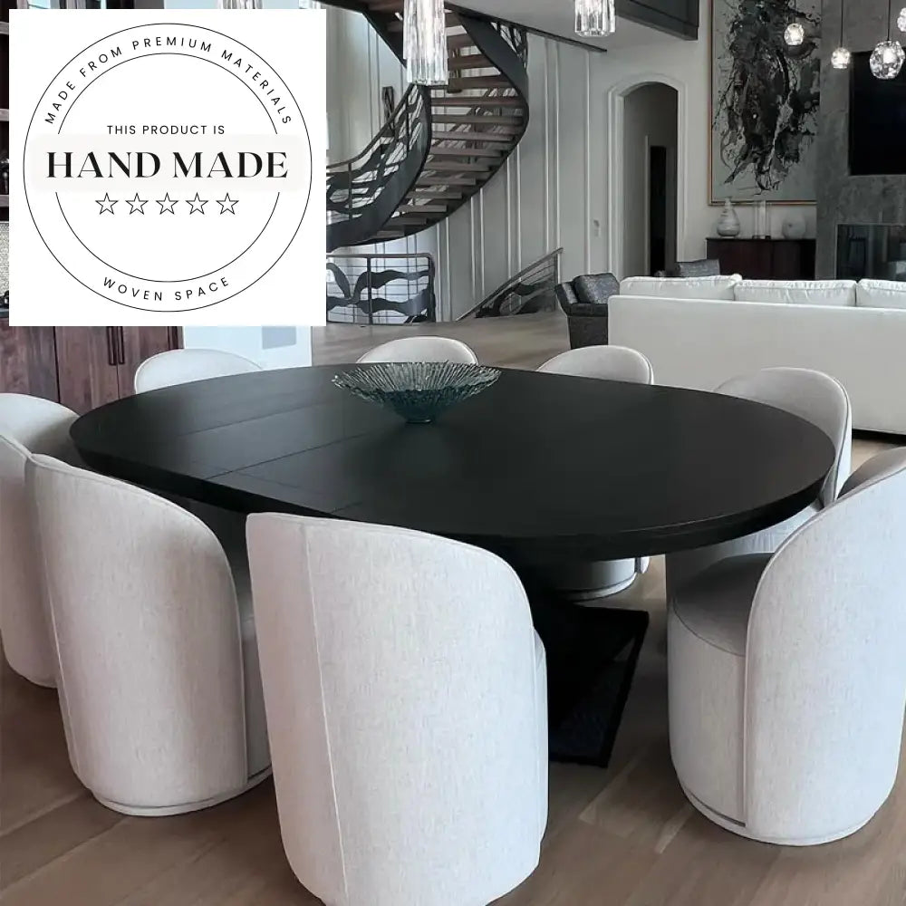 Modern Round Oak Expandable 8 to 10 Seat Dining Table