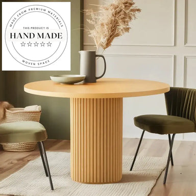 Modern Round Oak Pedestal Dining Table for Restaurants & Hotels