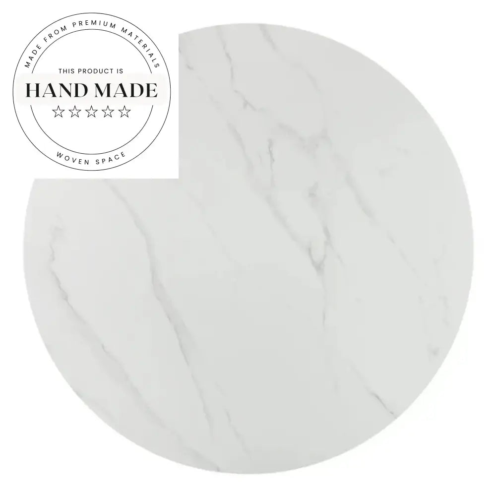 Modern Round Rock Plate Marble and Walnut Wood Dining Table