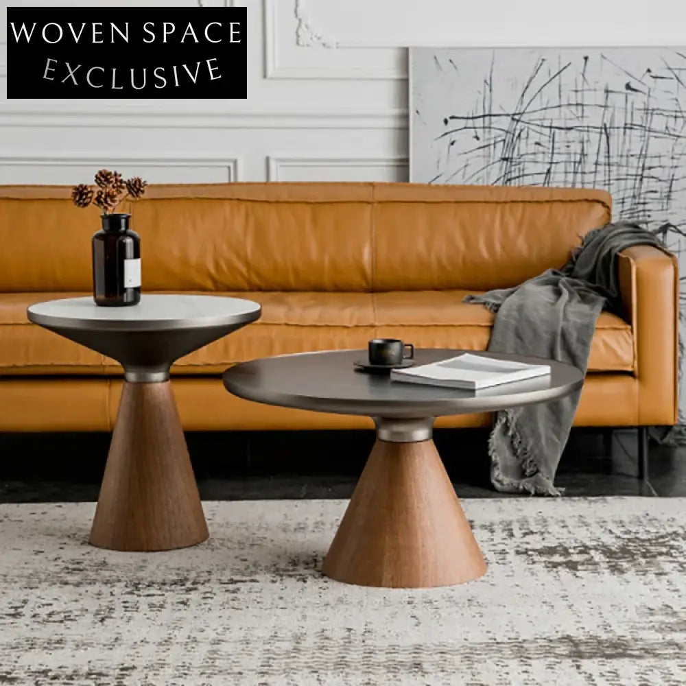 Modern Round Rock Plate Top Coffee Table for Stylish Living Rooms