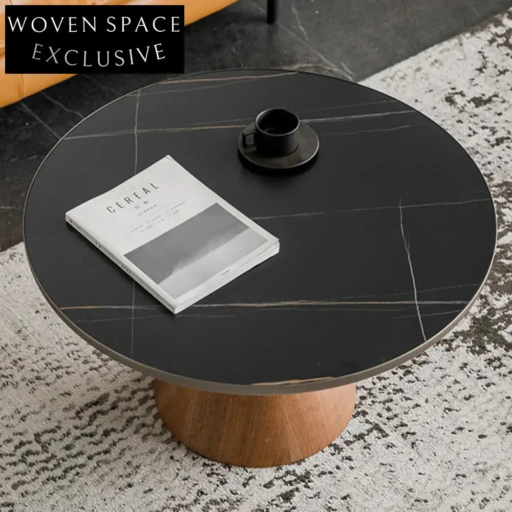Modern Round Rock Plate Top Coffee Table for Stylish Living Rooms