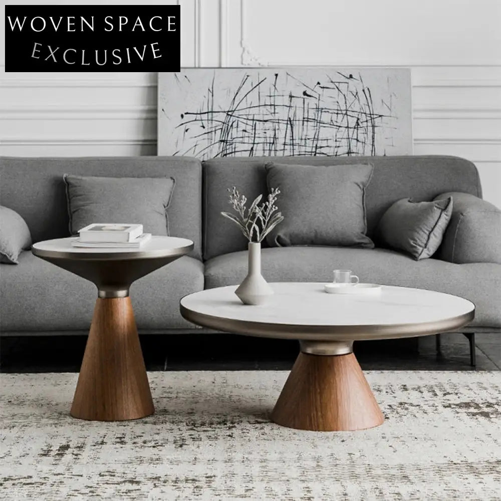 Modern Round Rock Plate Top Coffee Table for Stylish Living Rooms