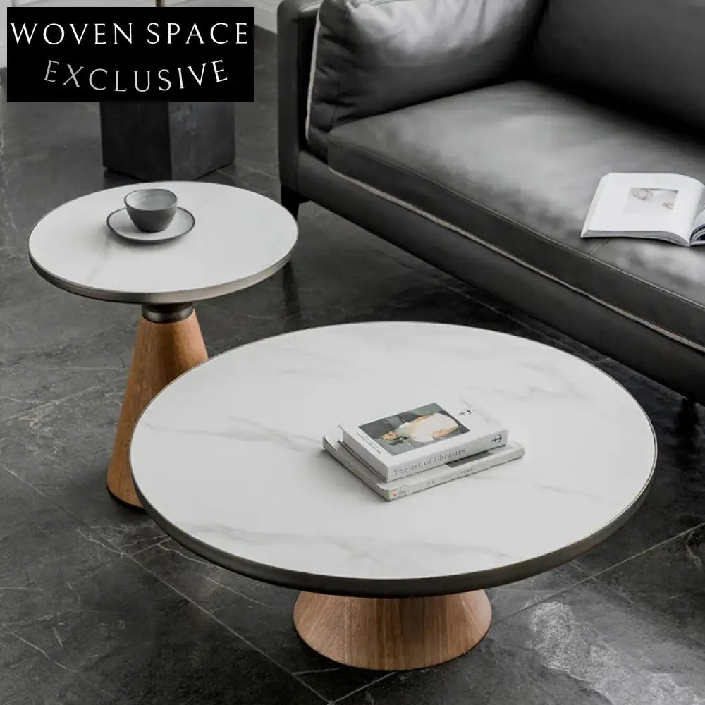 Modern Round Rock Plate Top Coffee Table for Stylish Living Rooms
