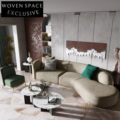 Modern Round Sintered Stone Coffee Table with Carbon Steel Base