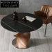 Modern Round Sintered Stone Dining Table with Helical Walnut Wood Base