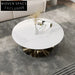 Modern Round Slate Top Coffee Table with Stainless Steel Base for Apartments