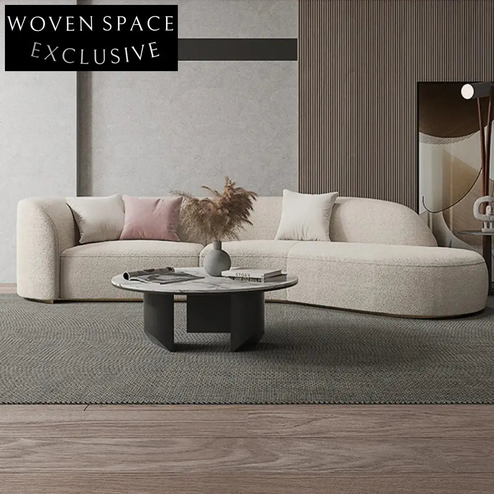 Modern Round Slate Top Coffee Table with Stainless Steel Base for Apartments