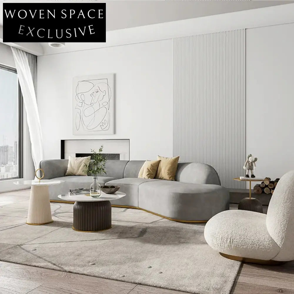 Modern Round Slate Top Coffee Table with Stainless Steel Base for Apartments