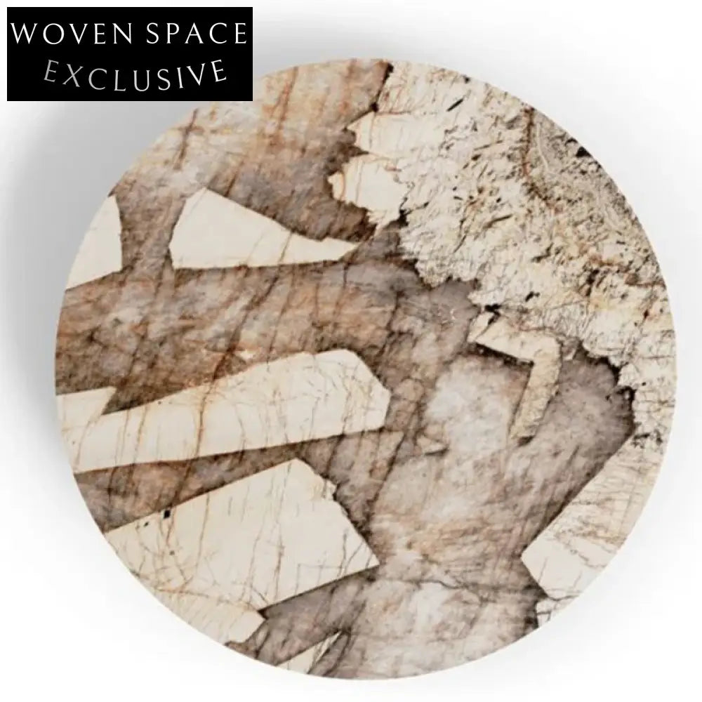 Modern Round Slate Top Fiberglass Base Nordic Dining Table