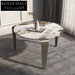 Modern Round Slate Top Metal Base Nesting Coffee Table Set