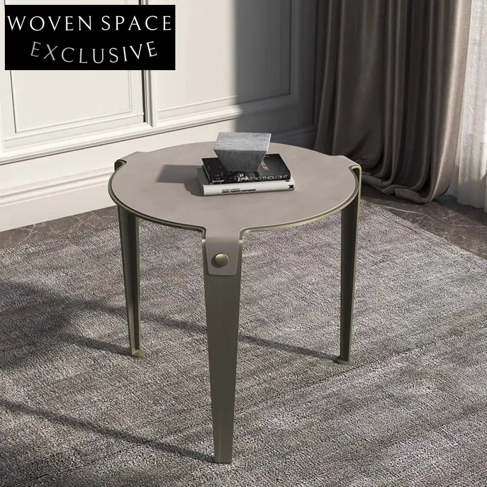 Modern Round Slate Top Metal Base Nesting Coffee Table Set