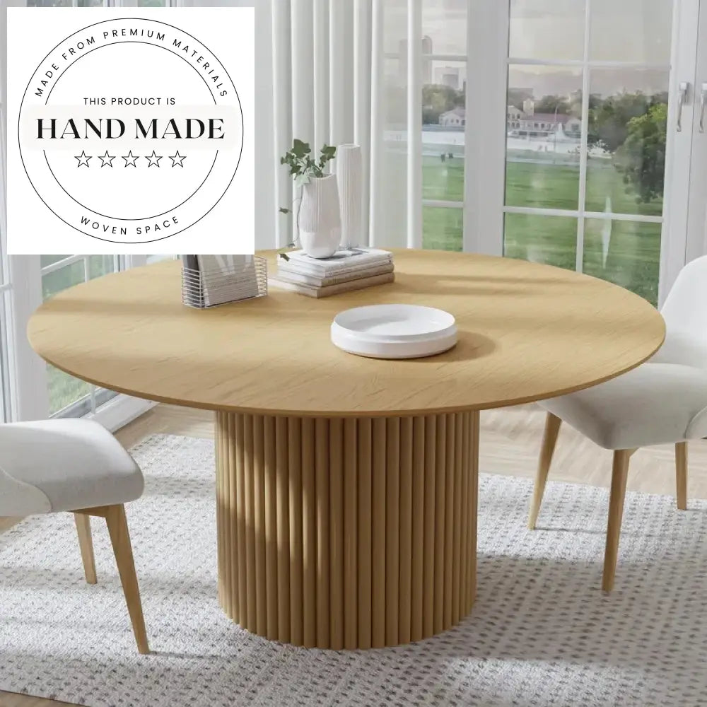 Modern Round Solid Oak Pedestal 6-8 Seater Dining Table
