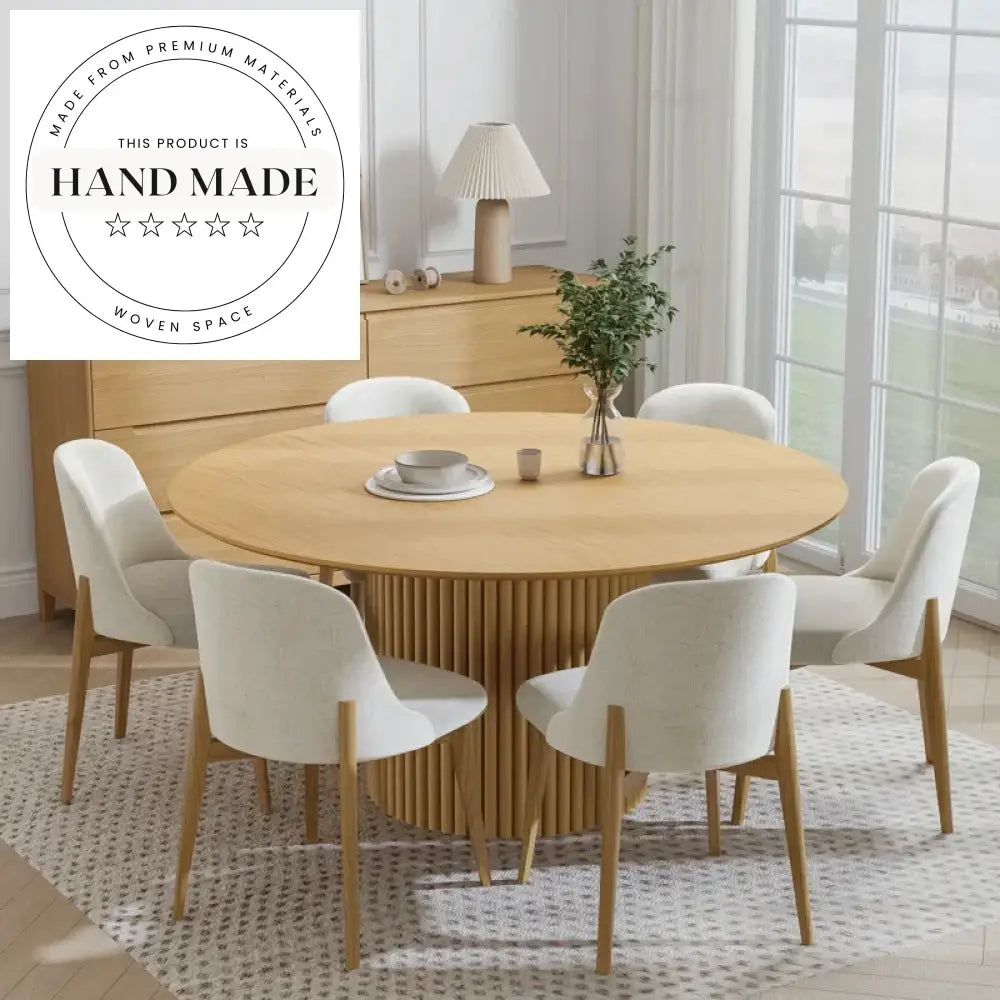 Modern Round Solid Oak Pedestal 6-8 Seater Dining Table