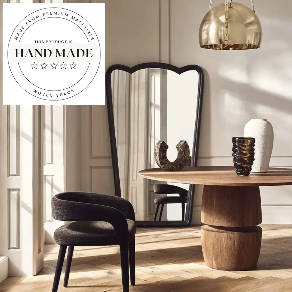 Modern Round Solid Oak Table with Cylindrical Base Dining Table