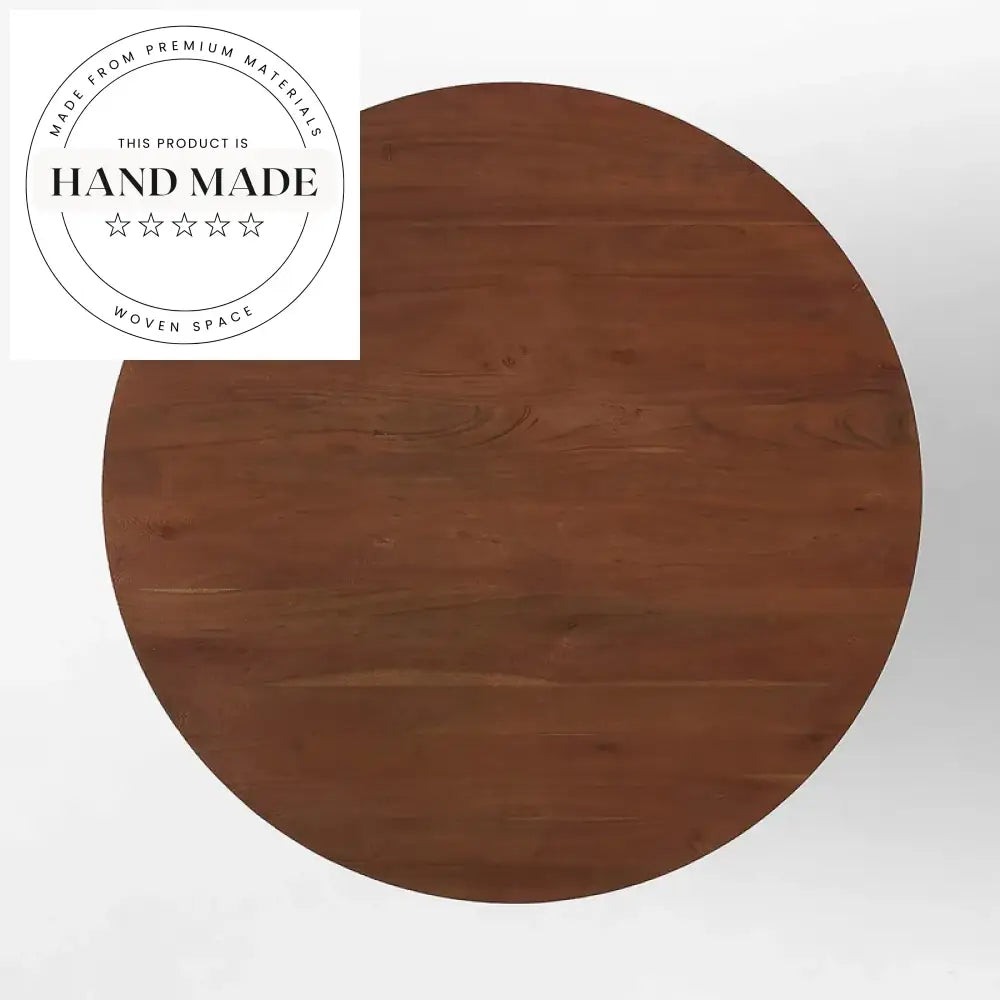 Modern Round Solid Oak Table with Cylindrical Base Dining Table