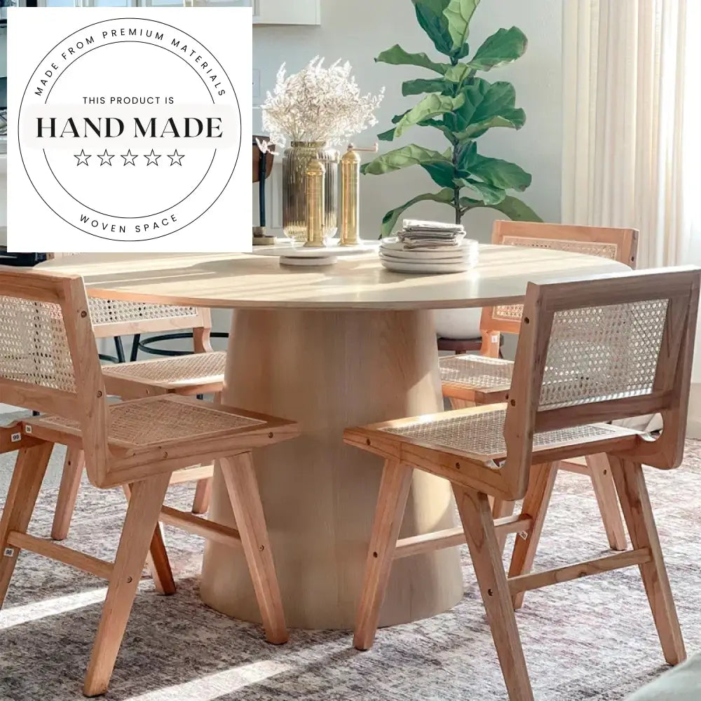 Modern Round Solid Oak Vintage Wood 8 Seater Dining Table