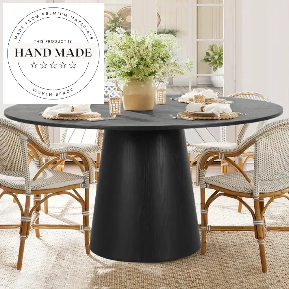 Modern Round Solid Oak Vintage Wood 8 Seater Dining Table