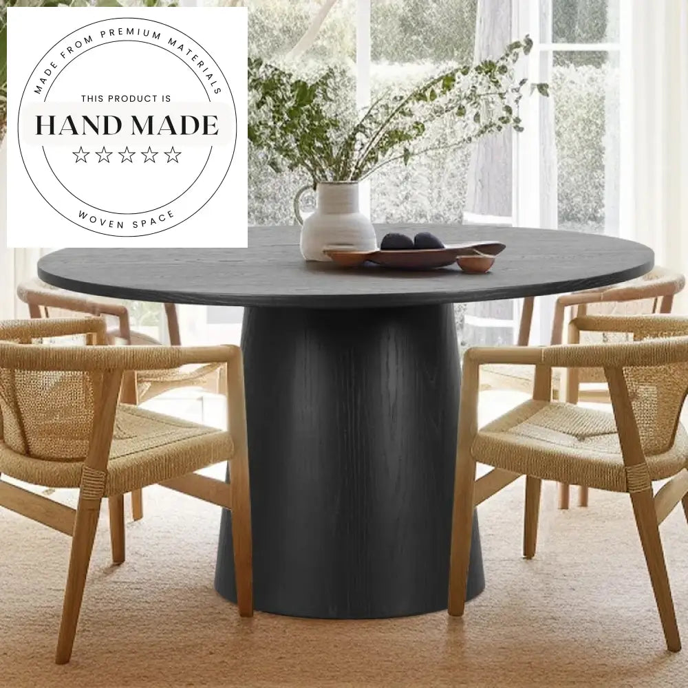 Modern Round Solid Oak Vintage Wood 8 Seater Dining Table