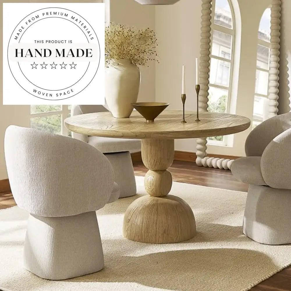 Modern Round Solid Oak Wood Kitchen and Restaurant Dining Table