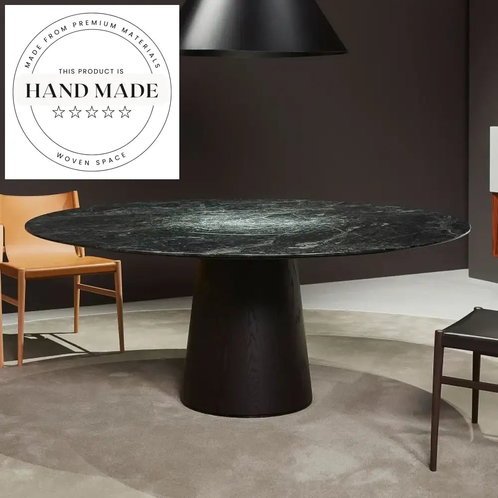 Modern Round Solid Wood and Marble Top Kitchen Dining Table