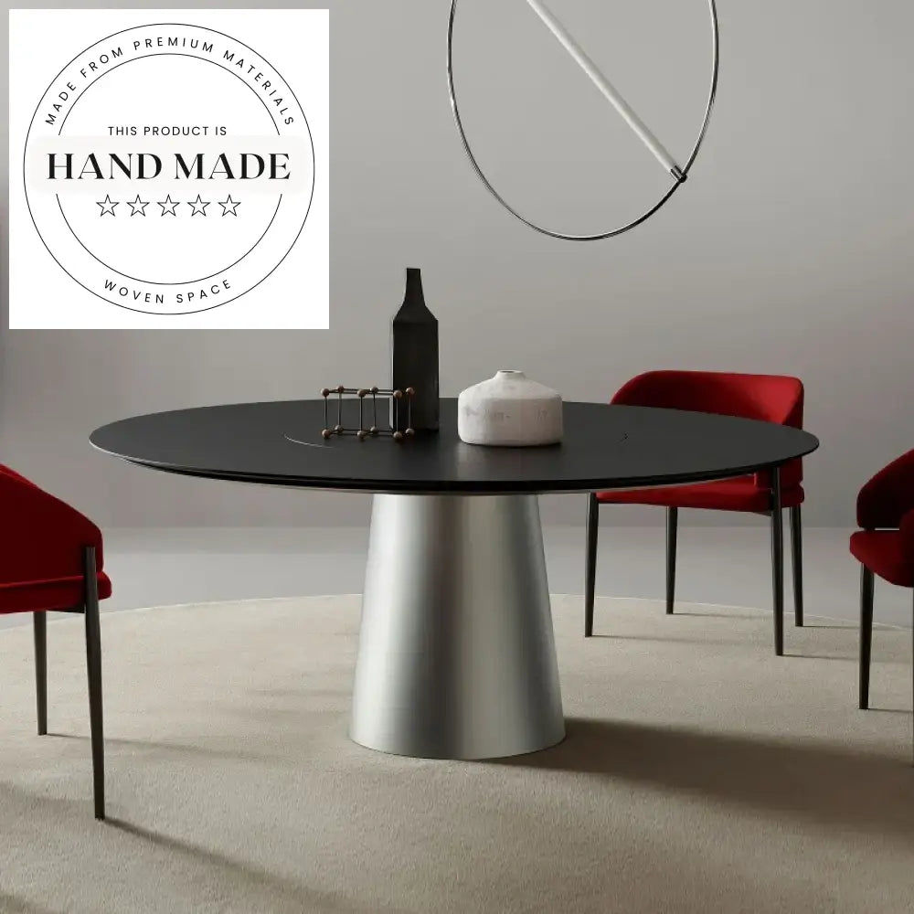 Modern Round Solid Wood and Marble Top Kitchen Dining Table