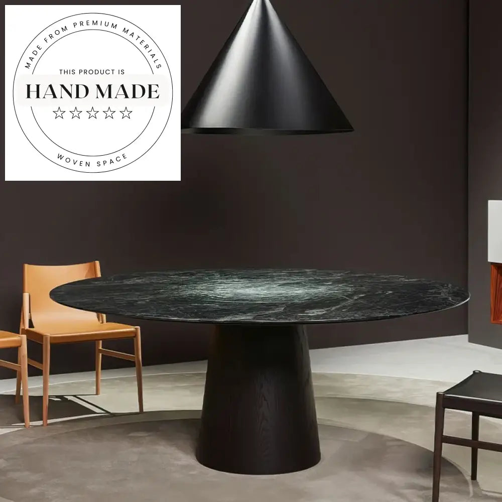 Modern Round Solid Wood and Marble Top Kitchen Dining Table