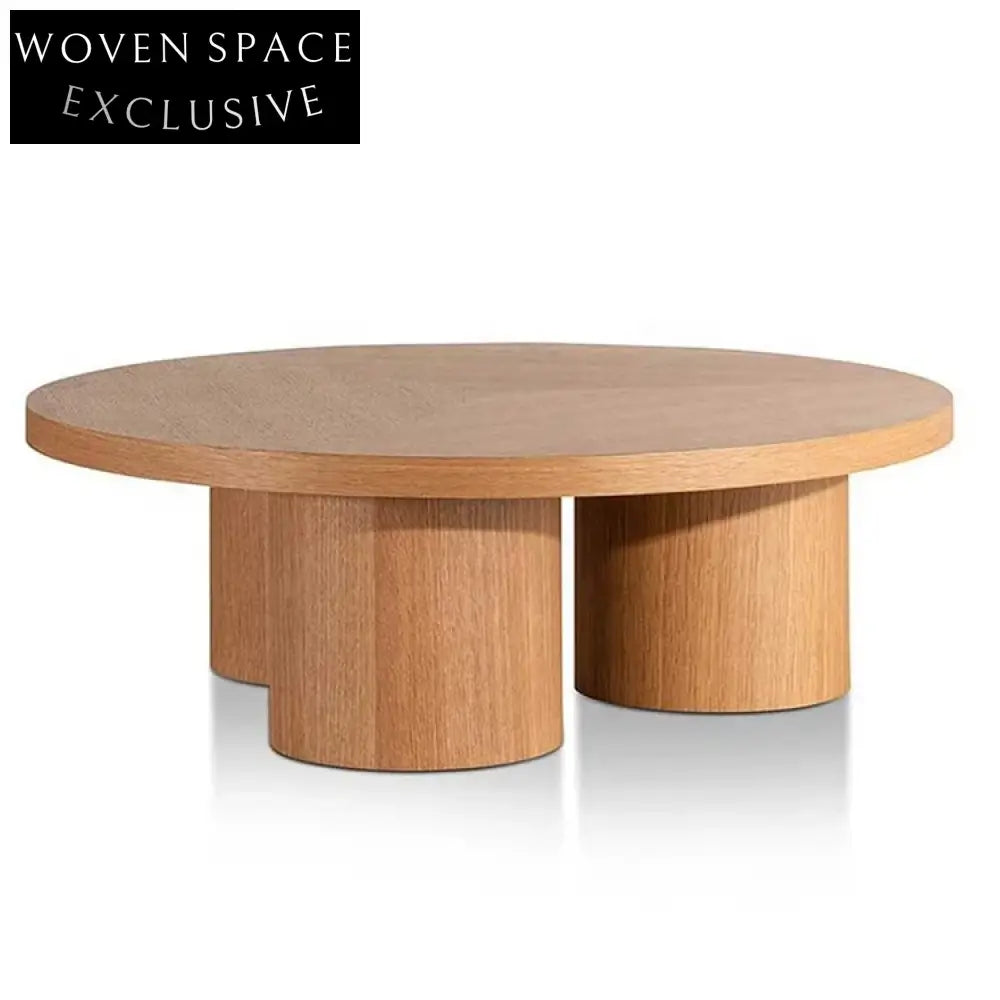 Modern Round Solid Wood Coffee Table for Living Room, Elegant Wooden Side Table
