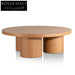 Modern Round Solid Wood Coffee Table for Living Room, Elegant Wooden Side Table