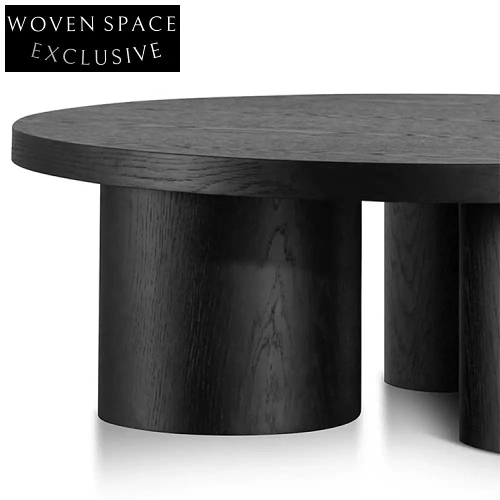 Modern Round Solid Wood Coffee Table for Living Room, Elegant Wooden Side Table