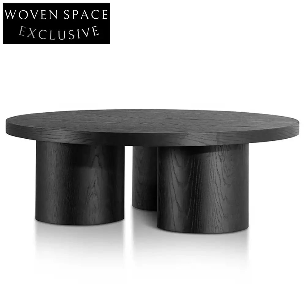 Modern Round Solid Wood Coffee Table for Living Room, Elegant Wooden Side Table