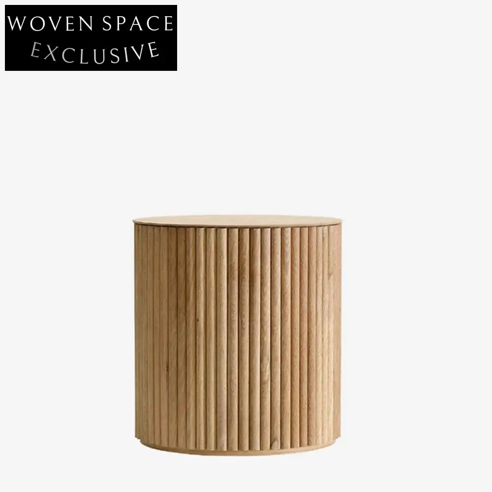 Modern Round Solid Wood Coffee Table Set with Natural Finish
