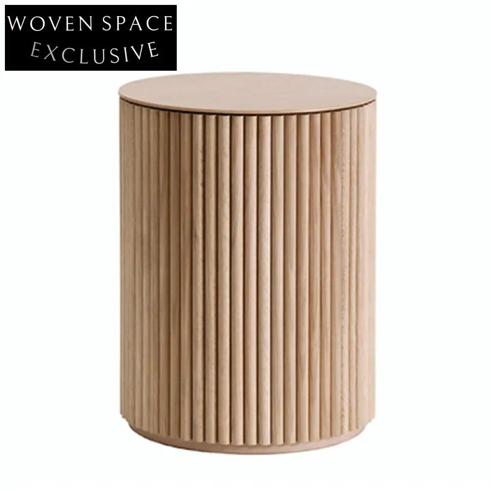 Modern Round Solid Wood Coffee Table Set with Natural Finish