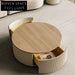 Modern Round Solid Wood Coffee Table with Drawer Storage for Living Room