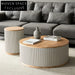 Modern Round Solid Wood Coffee Table with Drawer Storage for Living Room
