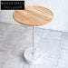Modern Round Solid Wood Coffee Table with Stone Base, Walnut Finish