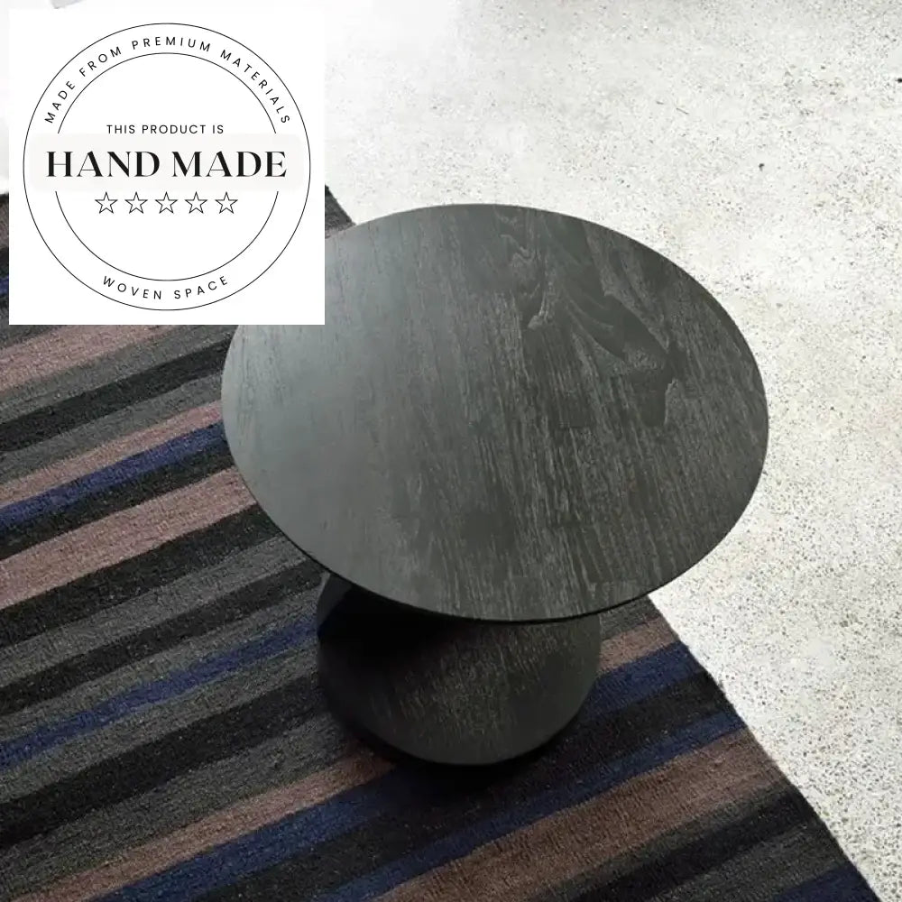 Modern Round Solid Wood Double Layer Living Room Side Table