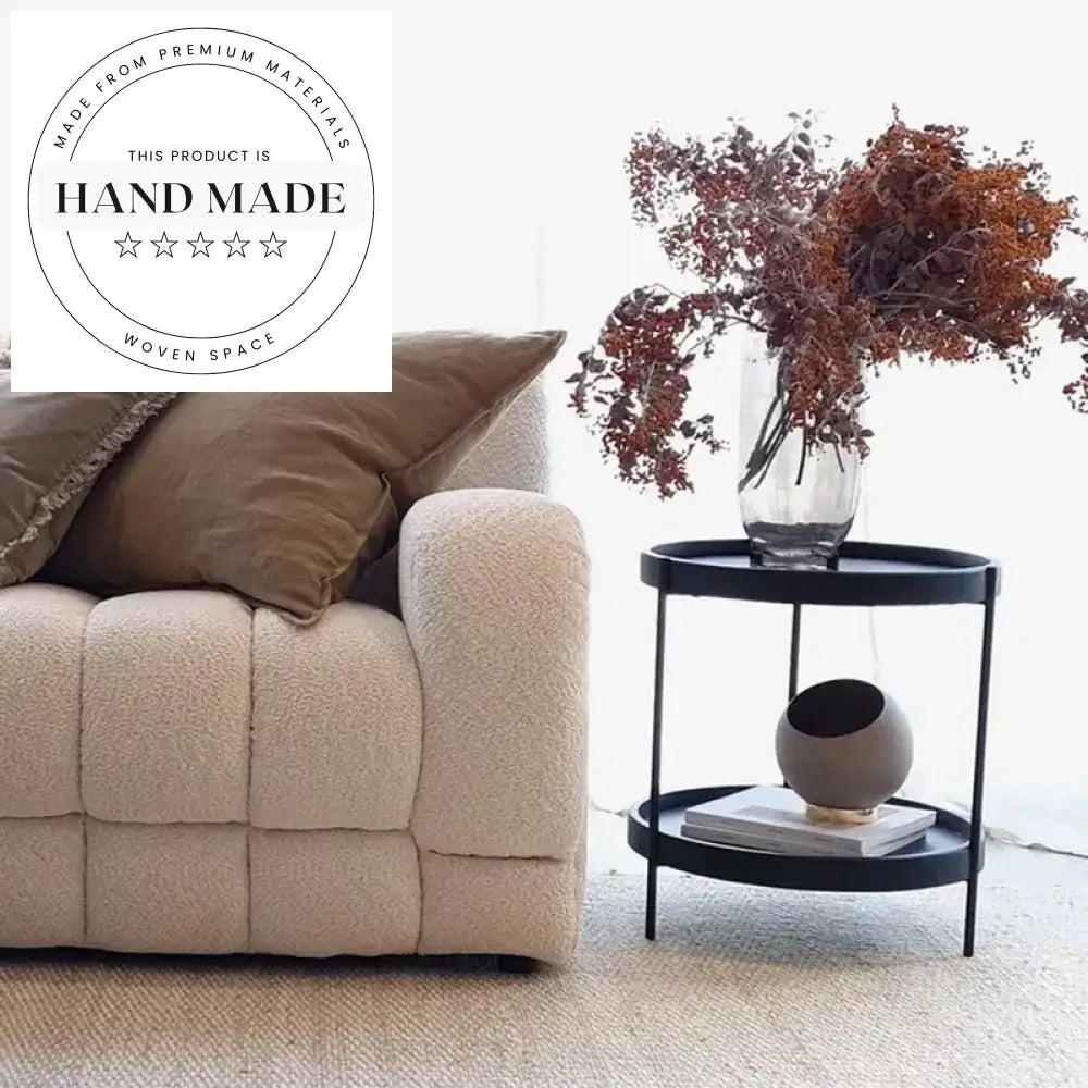 Modern Round Solid Wood Double Layer Living Room Side Table