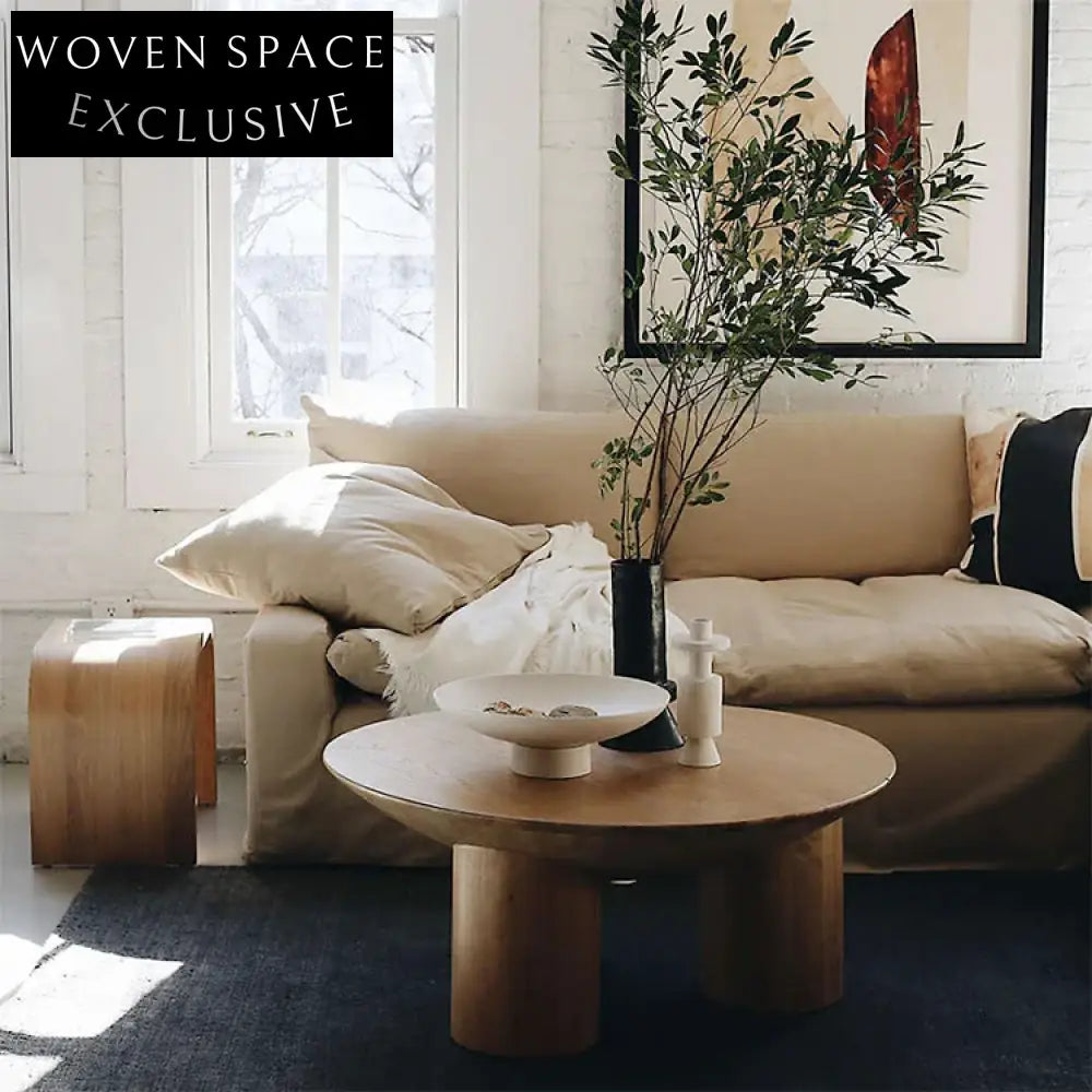 Modern Round Solid Wood Elephant Leg Living Room Coffee Table