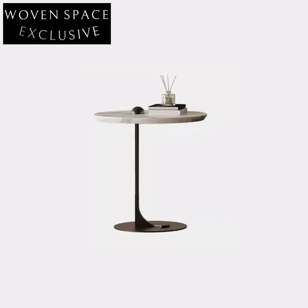 Modern Round Solid Wood Rock Panel Coffee Table with Storage Drawer