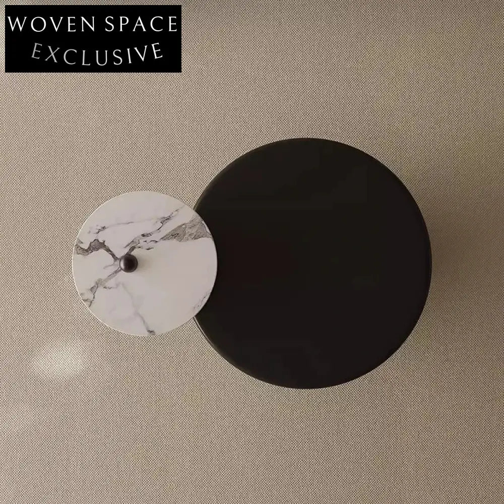 Modern Round Solid Wood Rock Panel Coffee Table with Storage Drawer