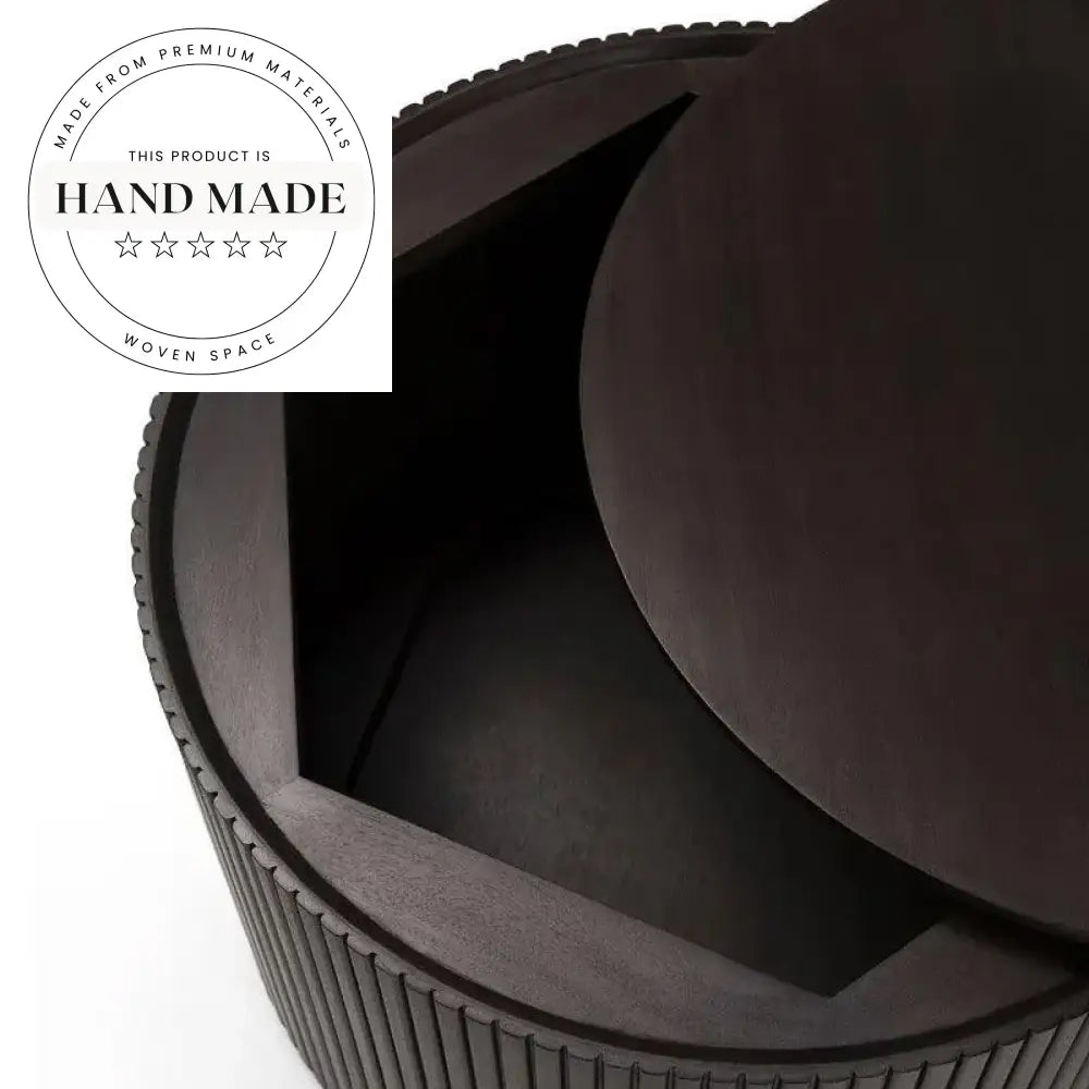 Modern Round Solid Wood Storage Cylinder Sofa Side Table